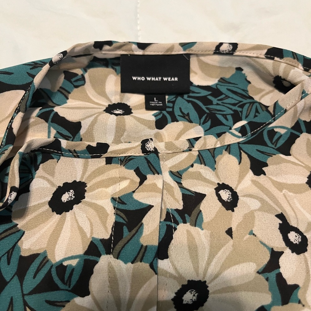 Who What Wear Floral Women's Jacket - Beige and Green